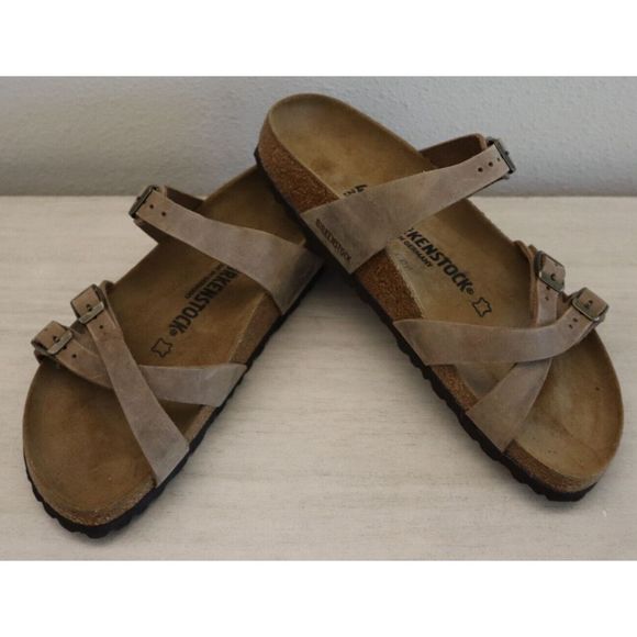 Birkenstock Sz 40 US Men 7-7.5 Wmn 9-9.5 Brown Franca Oiled Leather Sandals $130 - Picture 1 of 5